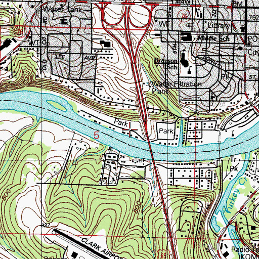 Topographic Map of Sunset Park, MO