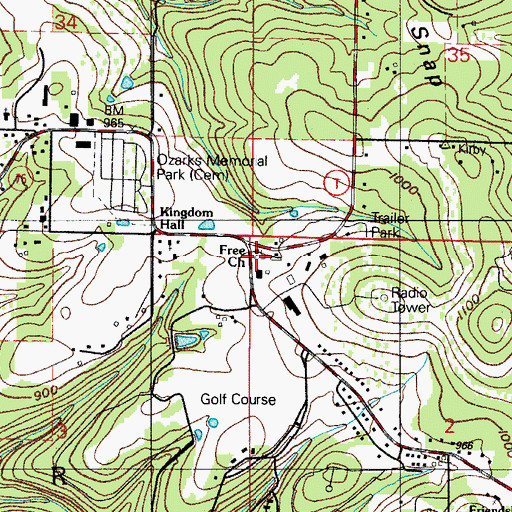Topographic Map of Evangelical Free Church, MO
