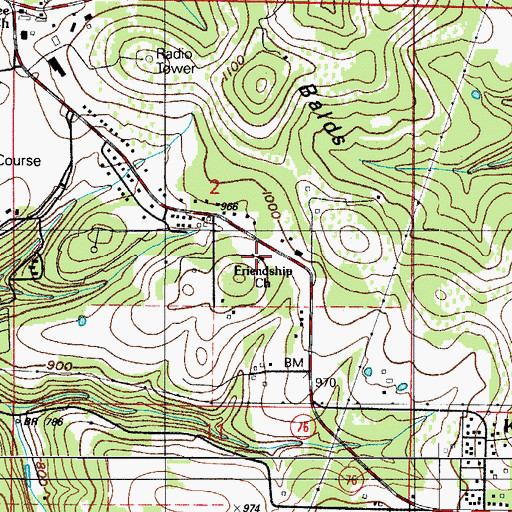 Topographic Map of Friendship Church, MO