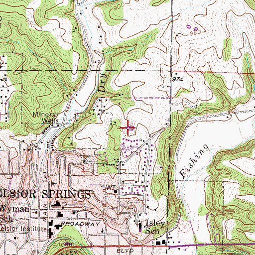 Topographic Map of Dry Fork Lake, MO