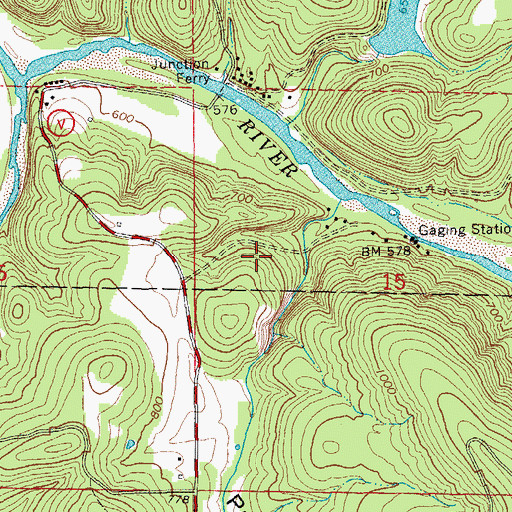 Topographic Map of Jacks Fork, MO