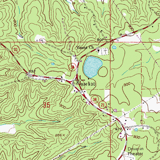 Topographic Map of Keeney Corner, MO