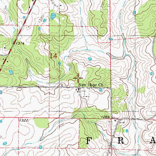 Topographic Map of New Hope, MO