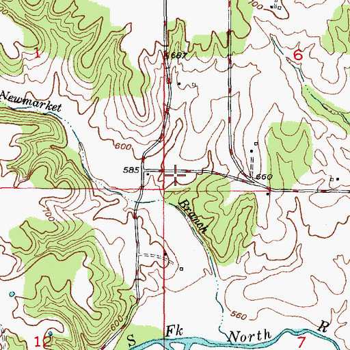 Topographic Map of Newmarket, MO