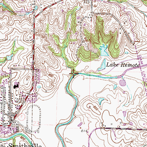 Topographic Map of Smithville Lake, MO