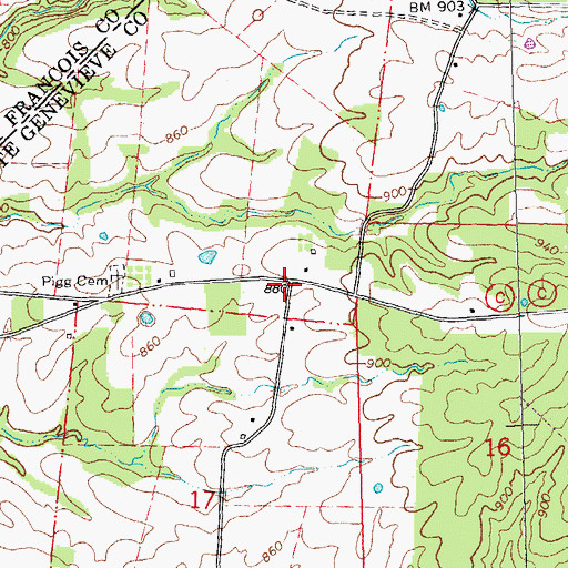 Topographic Map of Thurman, MO