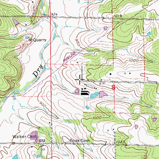 Topographic Map of Yarna, MO