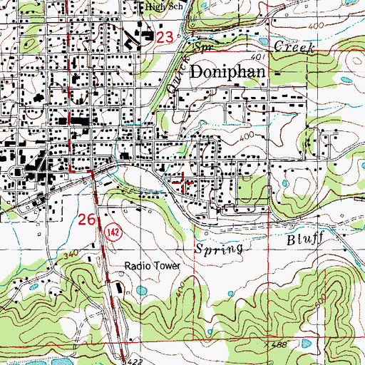 Topographic Map of Lede, MO