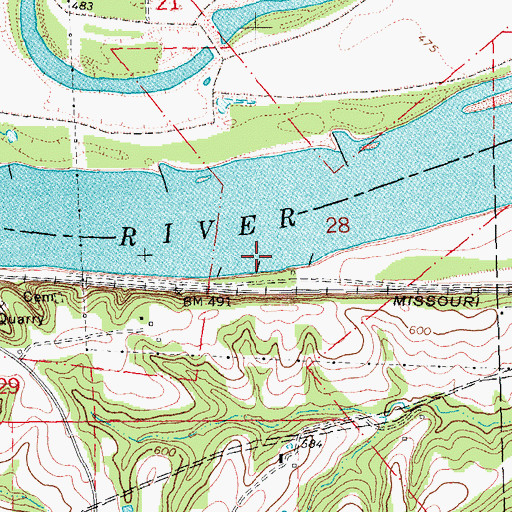 Topographic Map of Hinckley Bend, MO