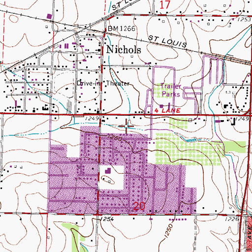 Topographic Map of Junction Branch, MO