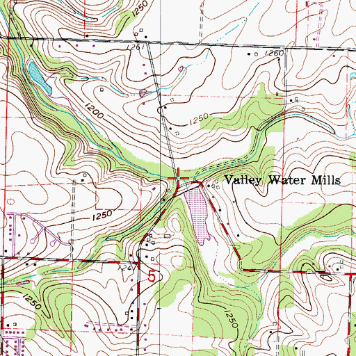 Topographic Map of Mill Creek, MO