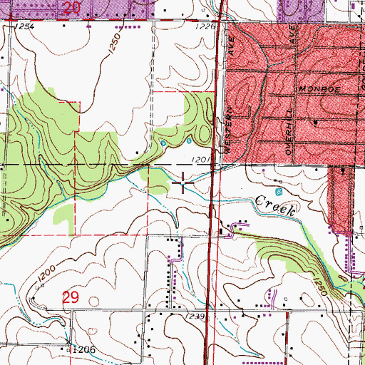 Topographic Map of North Branch Wilsons Creek, MO