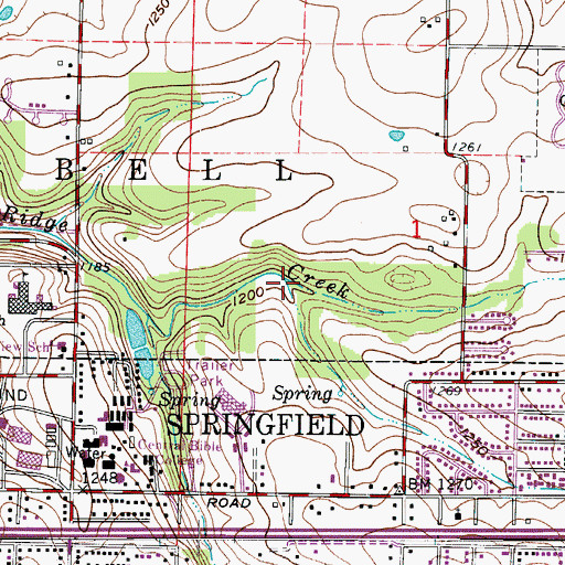 Topographic Map of North Fork Pea Ridge Creek, MO