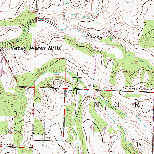 Topographic Map of Packer Branch, MO