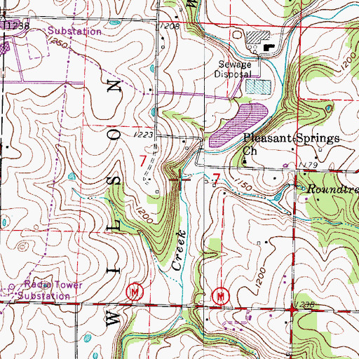 Topographic Map of Rountree Branch, MO