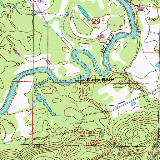 Topographic Map of Slaty Bluff, AR