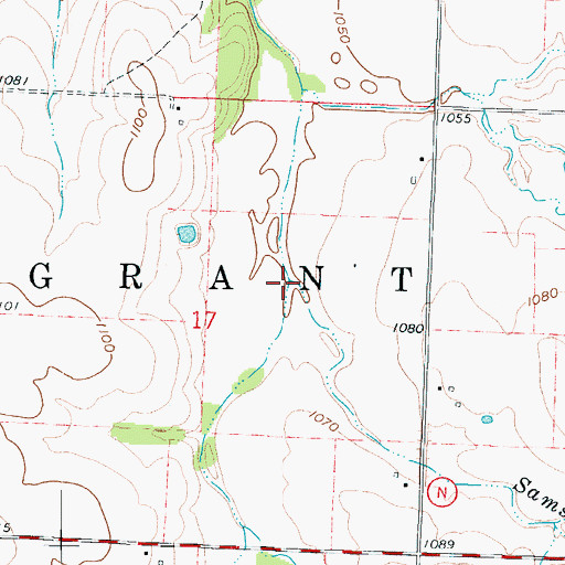 Topographic Map of Sams Branch, MO