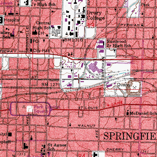 Topographic Map of South Branch Jordan Creek, MO