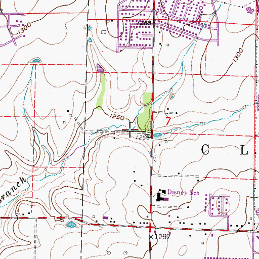 Topographic Map of South Fork Ward Branch, MO
