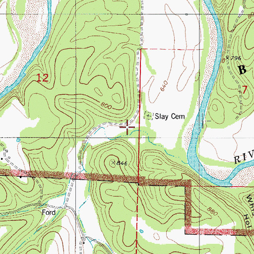 Topographic Map of Slay Cemetery, AR