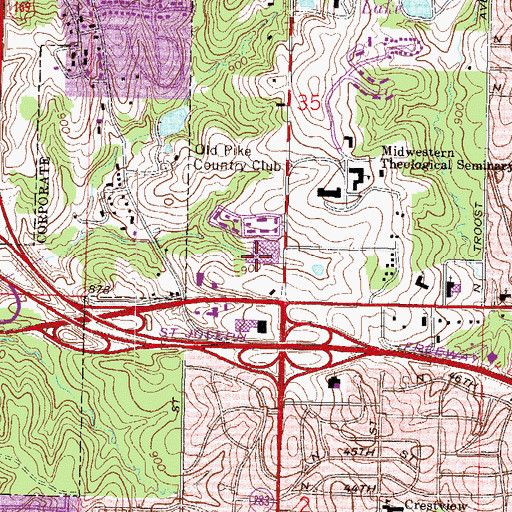 Topographic Map of Northland Corners, MO