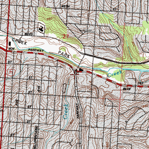 Topographic Map of Swope Parkway Shopping Center, MO