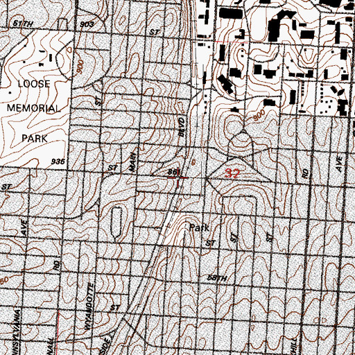 Topographic Map of Crestwood Shopping Center, MO