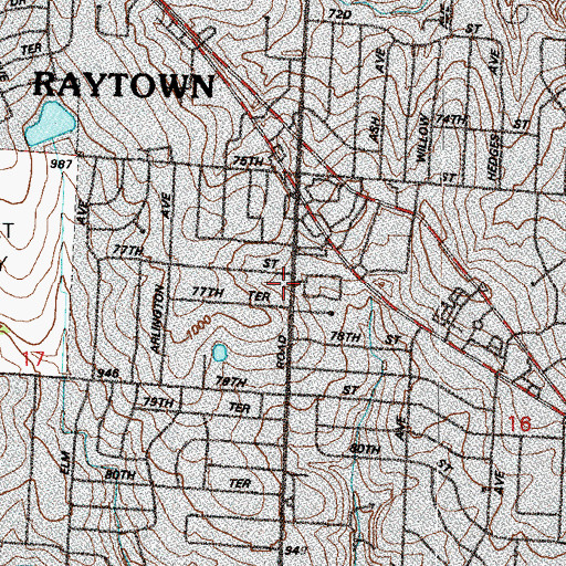 Topographic Map of Parkway Shopping Center, MO