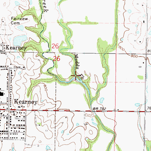 Topographic Map of Muddy Fork, MO