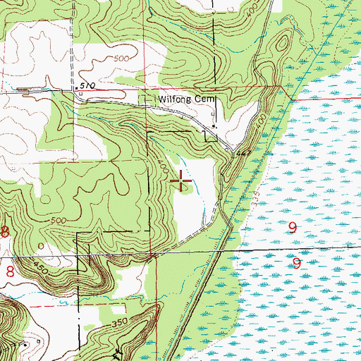 Topographic Map of May Pond, MO