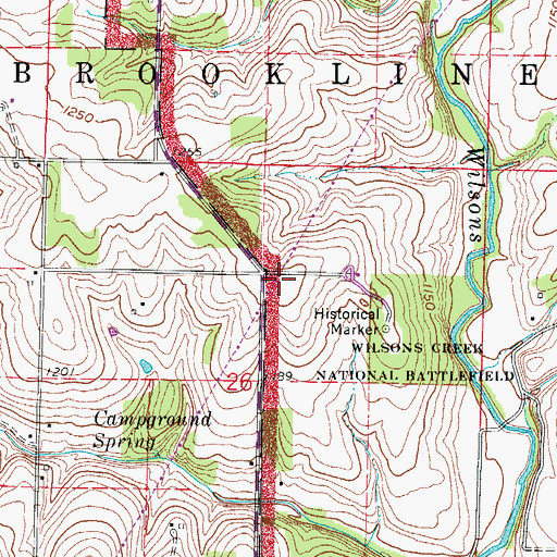 Topographic Map of Bloody Hill, MO
