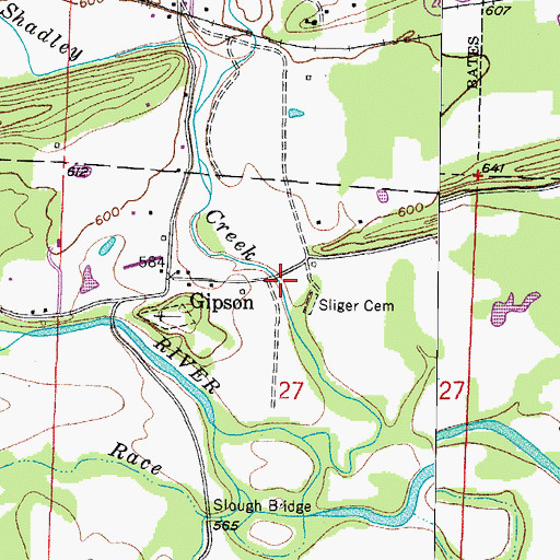 Topographic Map of Sliger Cemetery, AR