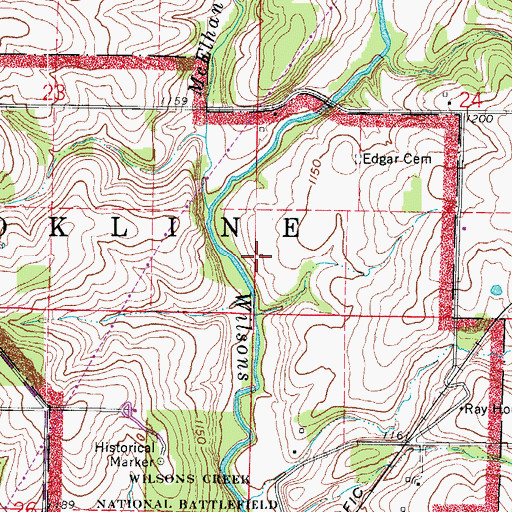 Topographic Map of Gibson's Mill (historical), MO