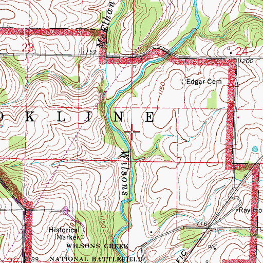 Topographic Map of Gibson's Mill (historical), MO