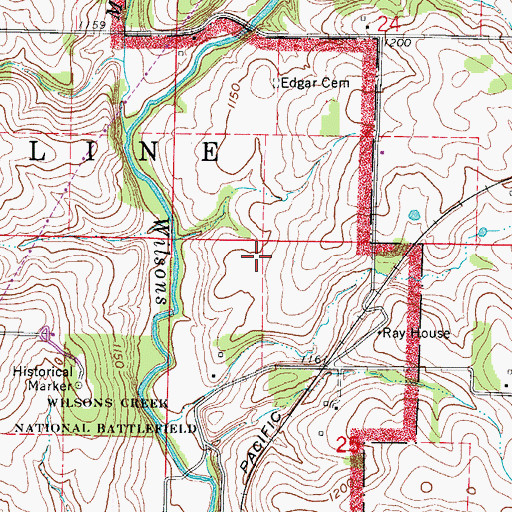Topographic Map of Ray Cornfield, MO