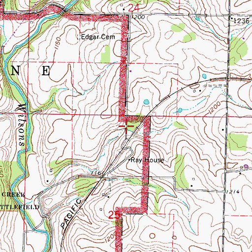 Topographic Map of Ray Orchard, MO