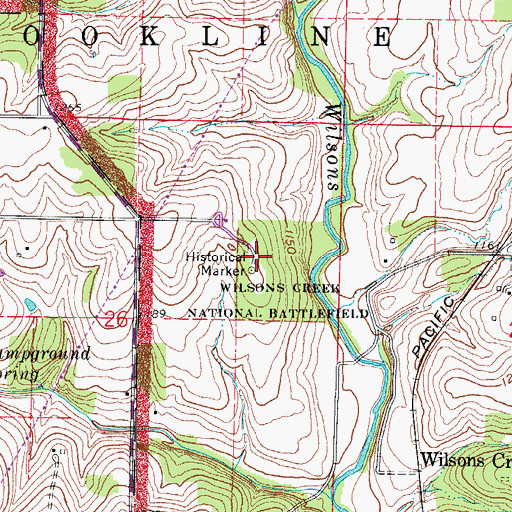 Topographic Map of Du Bois Battery, MO