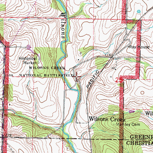 Topographic Map of Pulaski Arkansas Battery, MO