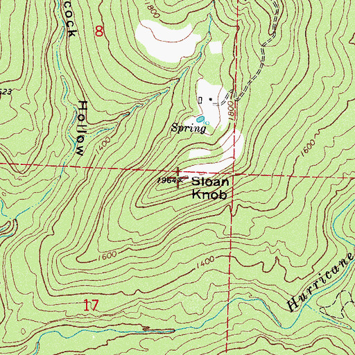 Topographic Map of Sloan Knob, AR