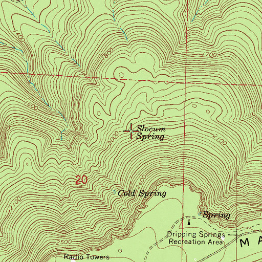 Topographic Map of Slocum Spring, AR