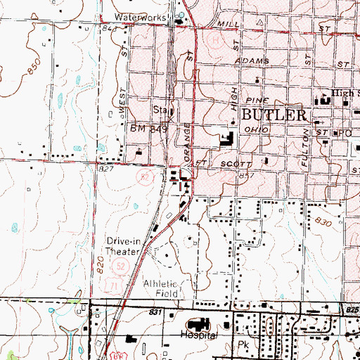 Topographic Map of Westgate Shopping Center, MO