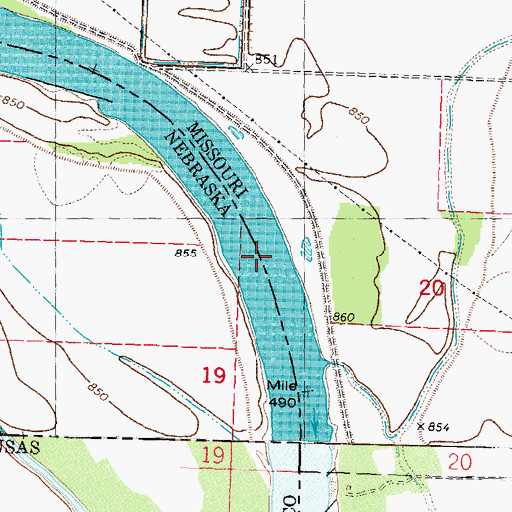 Topographic Map of Squaw Bend, MO