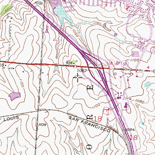 Topographic Map of North Cass Shopping Center, MO