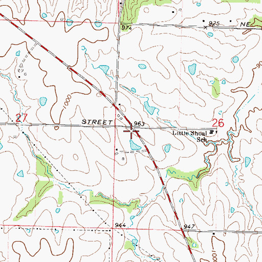 Topographic Map of Pioneer Village, MO