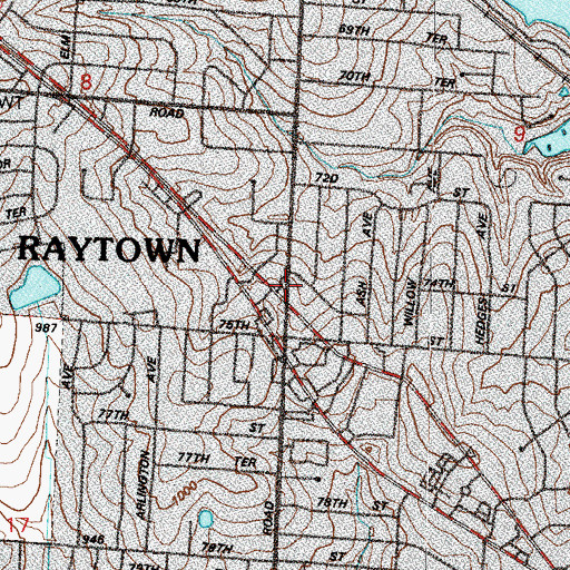 Topographic Map of Coach Lamp Shopping Center, MO