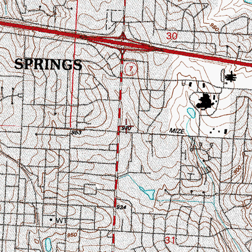 Topographic Map of Jackson Square, MO