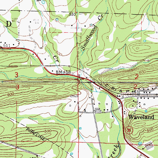 Topographic Map of Smallwood Creek, AR