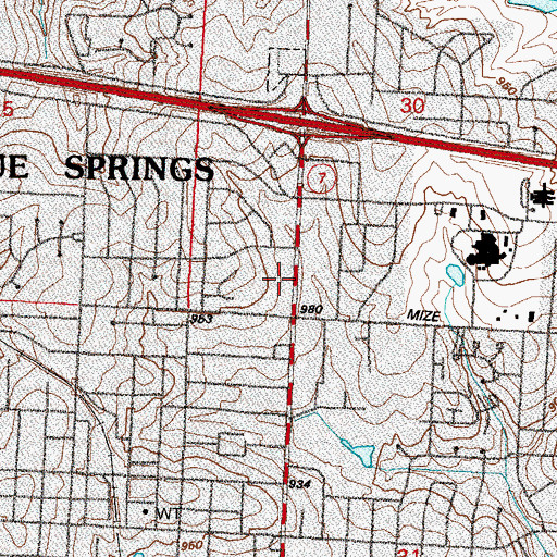 Topographic Map of Parker Center, MO