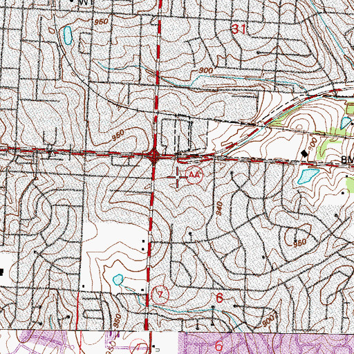 Topographic Map of Haymarket Shopping Center, MO