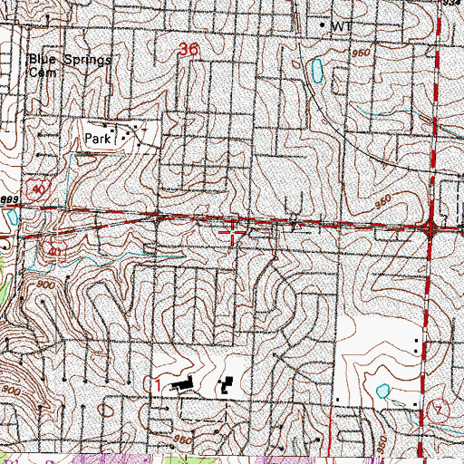 Topographic Map of Stop Shop Center, MO